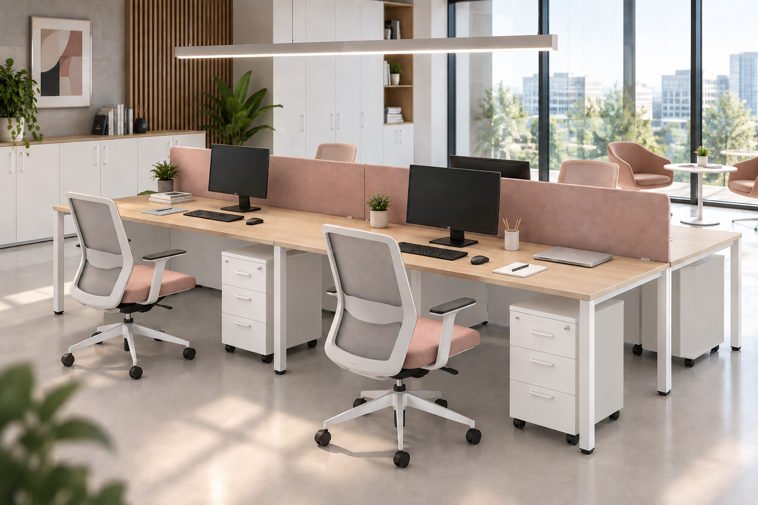 System biurek pracowniczych DIVI w nowoczesnym biurze